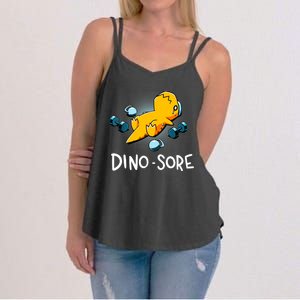 Dino Sore Funny Dinosaur Workout Gym Fitness Lifting Women's Strappy Tank