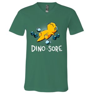 Dino Sore Funny Dinosaur Workout Gym Fitness Lifting V-Neck T-Shirt