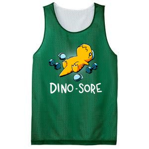 Dino Sore Funny Dinosaur Workout Gym Fitness Lifting Mesh Reversible Basketball Jersey Tank