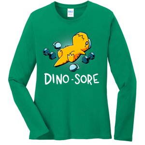 Dino Sore Funny Dinosaur Workout Gym Fitness Lifting Ladies Long Sleeve Shirt