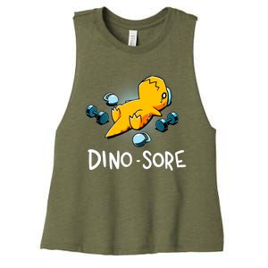 Dino Sore Funny Dinosaur Workout Gym Fitness Lifting Women's Racerback Cropped Tank