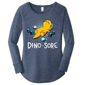 Dino Sore Funny Dinosaur Workout Gym Fitness Lifting Women's Perfect Tri Tunic Long Sleeve Shirt