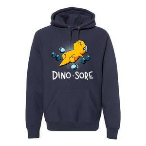 Dino Sore Funny Dinosaur Workout Gym Fitness Lifting Premium Hoodie