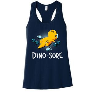 Dino Sore Funny Dinosaur Workout Gym Fitness Lifting Women's Racerback Tank