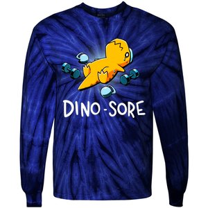 Dino Sore Funny Dinosaur Workout Gym Fitness Lifting Tie-Dye Long Sleeve Shirt