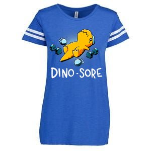 Dino Sore Funny Dinosaur Workout Gym Fitness Lifting Enza Ladies Jersey Football T-Shirt