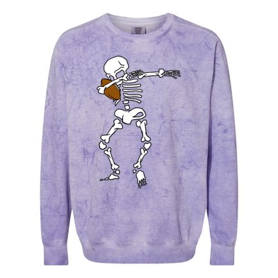 Dabbing Skeleton Football Funny Halloween Dab Costume Gift Great Gift Colorblast Crewneck Sweatshirt