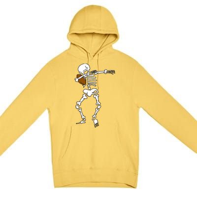 Dabbing Skeleton Football Funny Halloween Dab Costume Gift Great Gift Premium Pullover Hoodie