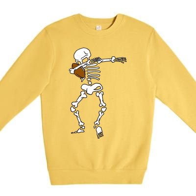 Dabbing Skeleton Football Funny Halloween Dab Costume Gift Great Gift Premium Crewneck Sweatshirt