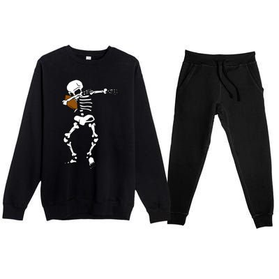 Dabbing Skeleton Football Funny Halloween Dab Costume Gift Great Gift Premium Crewneck Sweatsuit Set