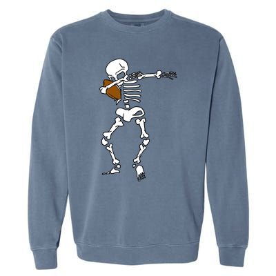 Dabbing Skeleton Football Funny Halloween Dab Costume Gift Great Gift Garment-Dyed Sweatshirt