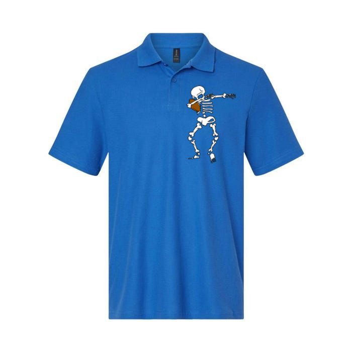 Dabbing Skeleton Football Funny Halloween Dab Costume Gift Great Gift Softstyle Adult Sport Polo