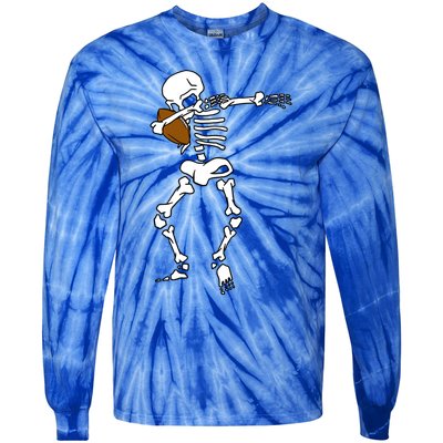 Dabbing Skeleton Football Funny Halloween Dab Costume Gift Great Gift Tie-Dye Long Sleeve Shirt