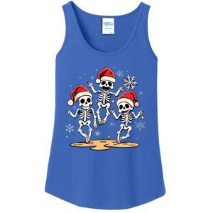 Dancing Skeleton Funny Christmas Halloween Cute Snow Xmas Gift Ladies Essential Tank