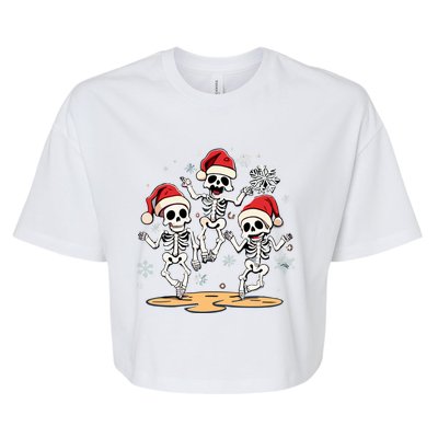 Dancing Skeleton Funny Christmas Halloween Cute Snow Xmas Gift Bella+Canvas Jersey Crop Tee