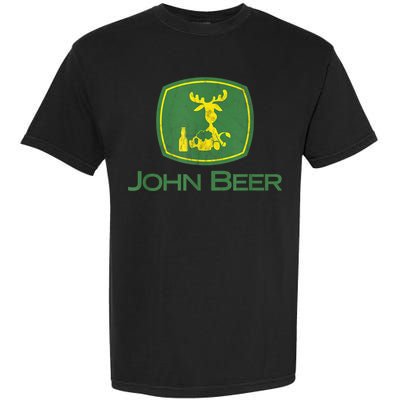 Distressed S Funny Tractor John Beer Deer Farmer Garment-Dyed Heavyweight T-Shirt