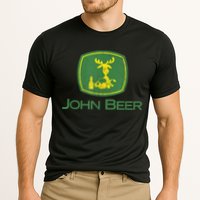 Distressed S Funny Tractor John Beer Deer Farmer Cooling Performance Crew T-Shirt