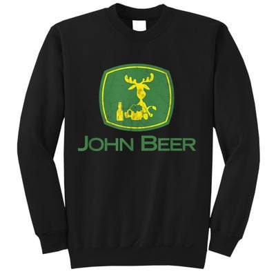 Distressed S Funny Tractor John Beer Deer Farmer Sweatshirt