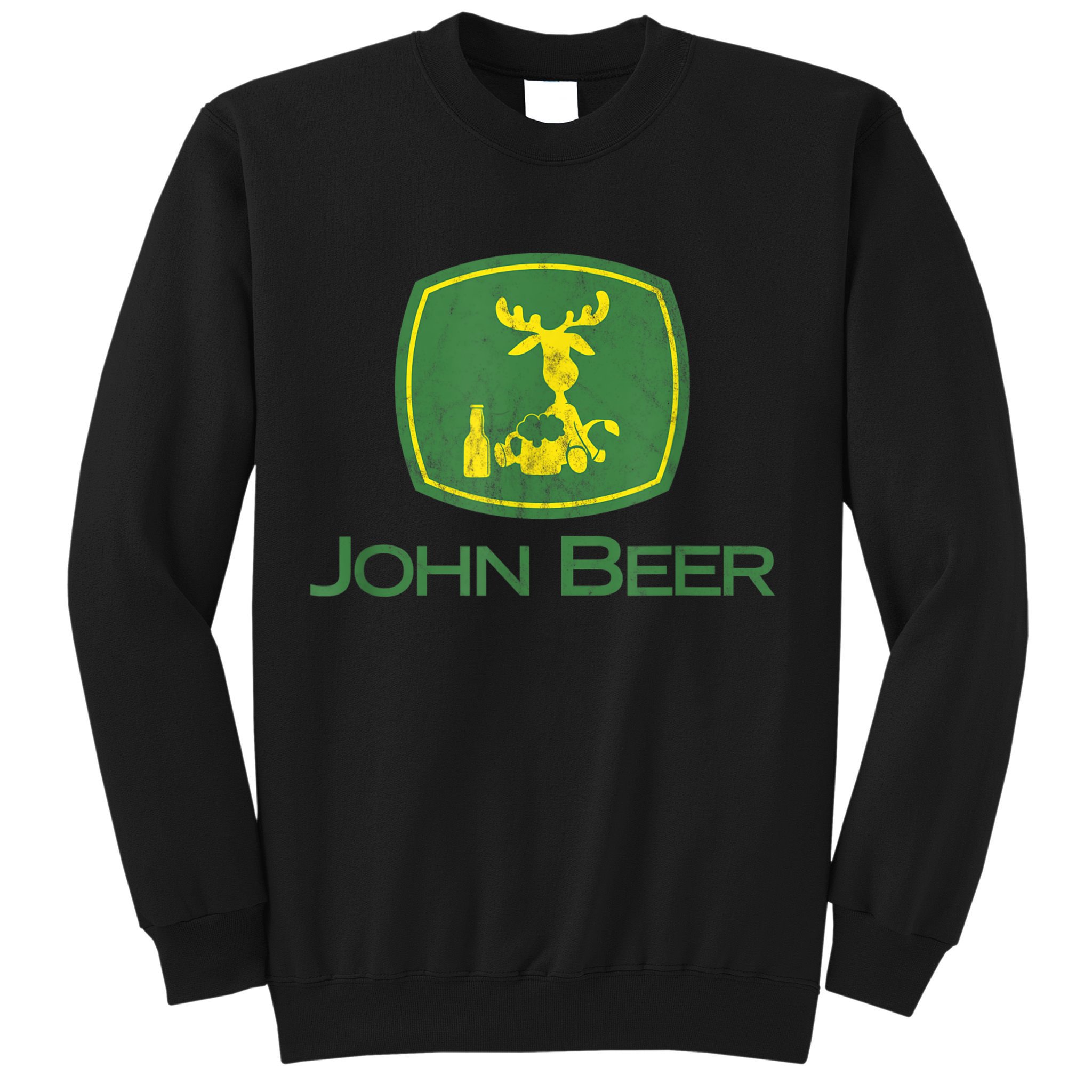 Distressed S Funny Tractor John Beer Deer Farmer Sweatshirt