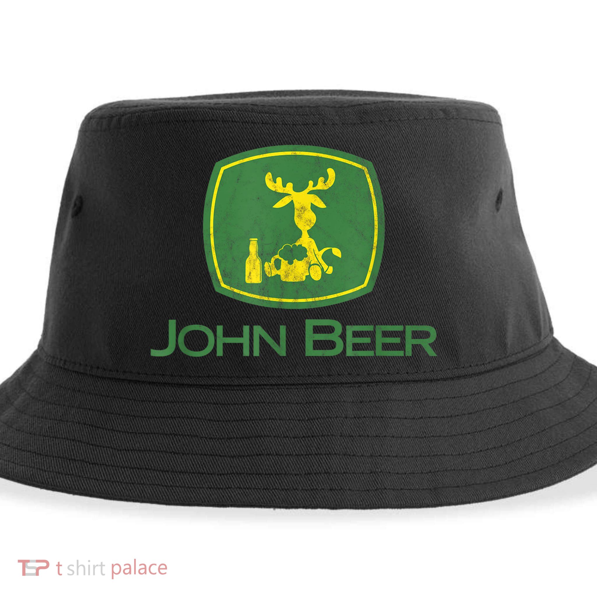 Distressed S Funny Tractor John Beer Deer Farmer Sustainable Bucket Hat