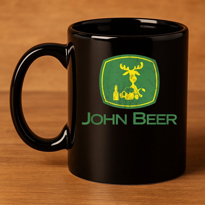 Distressed S Funny Tractor John Beer Deer Farmer 11oz C Handle Ceramic Mug