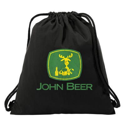Distressed S Funny Tractor John Beer Deer Farmer Drawstring Bag