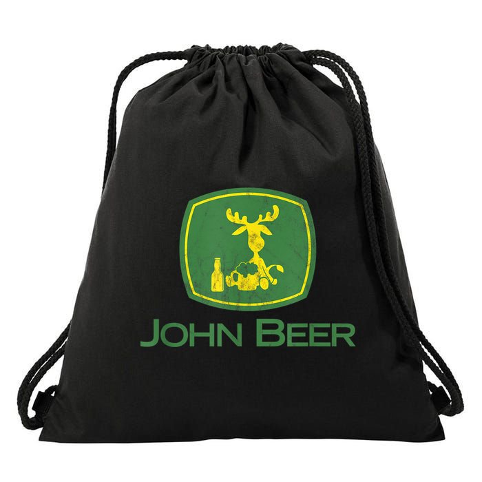 Distressed S Funny Tractor John Beer Deer Farmer Drawstring Bag