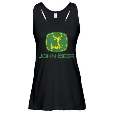 Distressed S Funny Tractor John Beer Deer Farmer Ladies Essential Flowy Tank