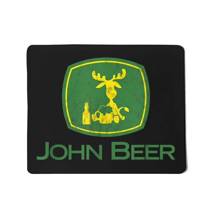 Distressed S Funny Tractor John Beer Deer Farmer Mousepad