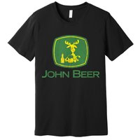 Distressed S Funny Tractor John Beer Deer Farmer Premium T-Shirt
