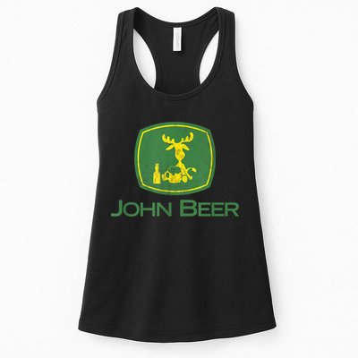 Distressed S Funny Tractor John Beer Deer Farmer Womens Tank Top