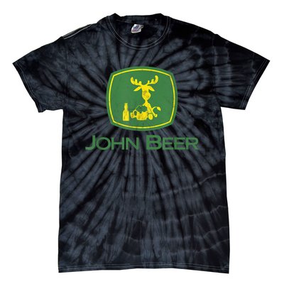 Distressed S Funny Tractor John Beer Deer Farmer Tie-Dye T-Shirt