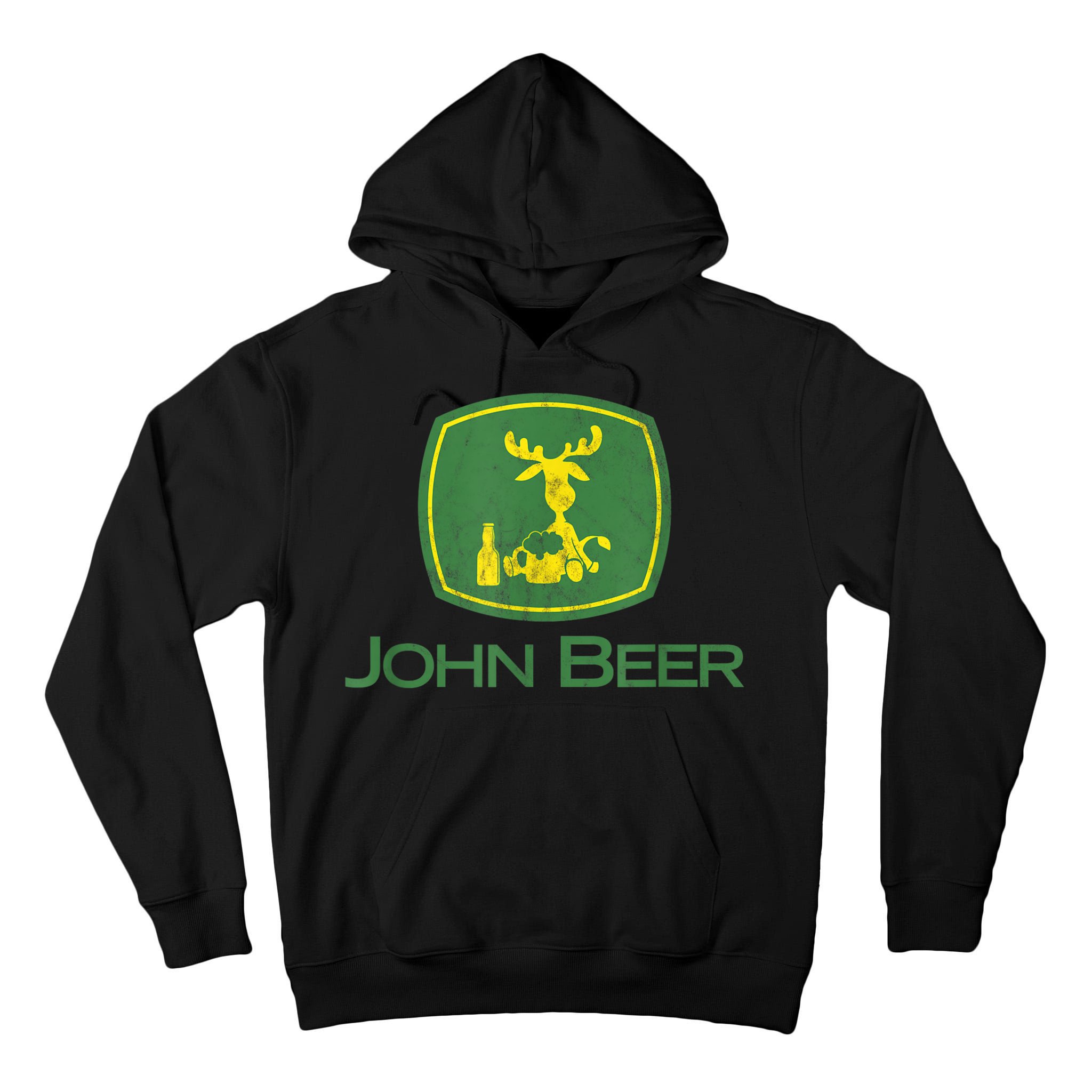 Distressed S Funny Tractor John Beer Deer Farmer Tall Hoodie