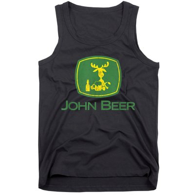 Distressed S Funny Tractor John Beer Deer Farmer Tank Top