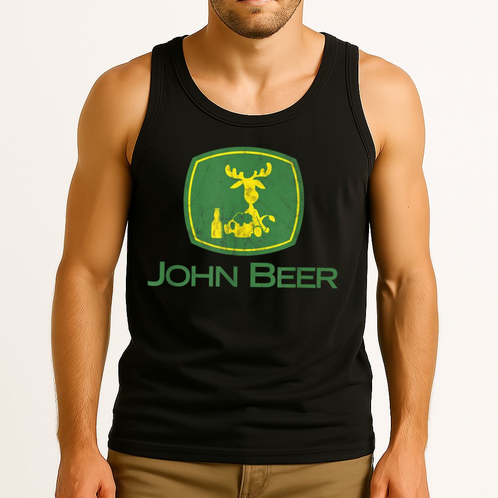 Distressed S Funny Tractor John Beer Deer Farmer Tank Top