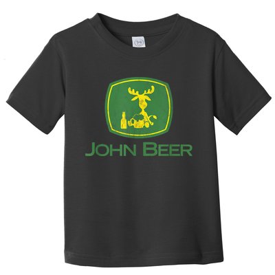 Distressed S Funny Tractor John Beer Deer Farmer Toddler T-Shirt