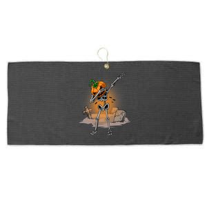 Dabbing Skeleton Funny Gift Pumpkin Dance Pumpkin Dab Halloween Cute Gift Large Microfiber Waffle Golf Towel