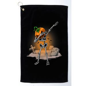 Dabbing Skeleton Funny Gift Pumpkin Dance Pumpkin Dab Halloween Cute Gift Platinum Collection Golf Towel