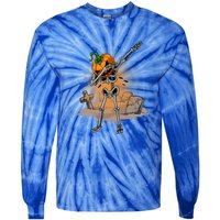 Dabbing Skeleton Funny Gift Pumpkin Dance Pumpkin Dab Halloween Cute Gift Tie-Dye Long Sleeve Shirt