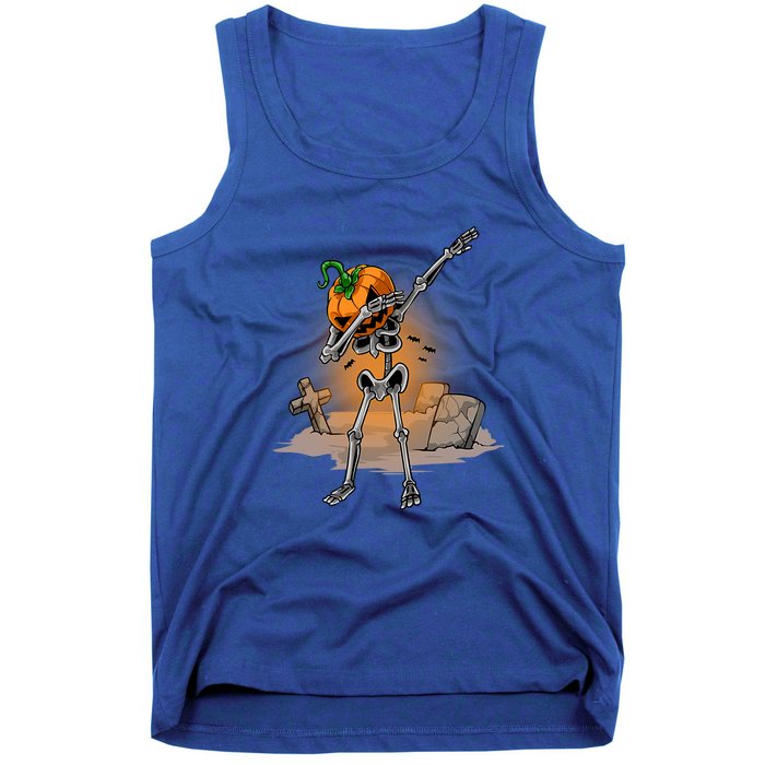 Dabbing Skeleton Funny Gift Pumpkin Dance Pumpkin Dab Halloween Cute Gift Tank Top