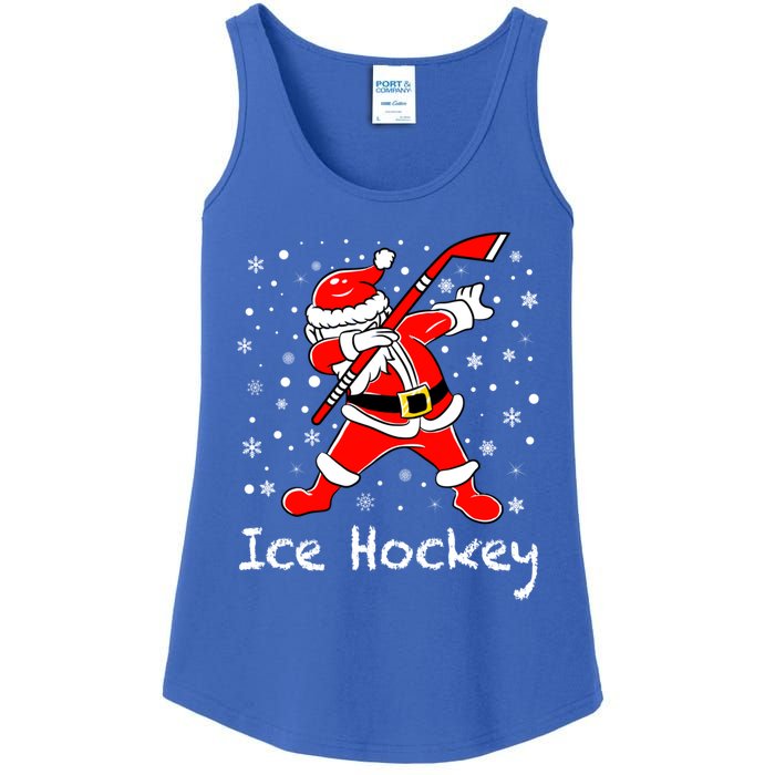 Dabbing Santa Funny Ice Hockey Christmas Ornats Costume Gift Ladies Essential Tank