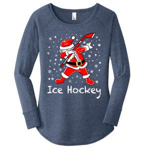 Dabbing Santa Funny Ice Hockey Christmas Ornats Costume Gift Women's Perfect Tri Tunic Long Sleeve Shirt