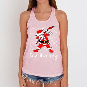 Dabbing Santa Funny Ice Hockey Christmas Ornats Costume Gift Women's Knotted Racerback Tank