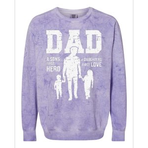 Dad sons first hero daughter love for father's day Colorblast Crewneck Sweatshirt