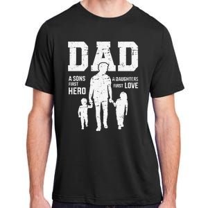 Dad sons first hero daughter love for father's day Adult ChromaSoft Performance T-Shirt