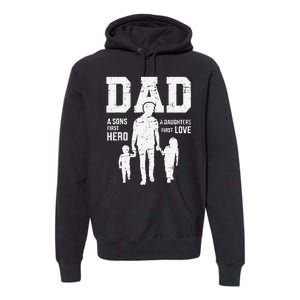 Dad sons first hero daughter love for father's day Premium Hoodie