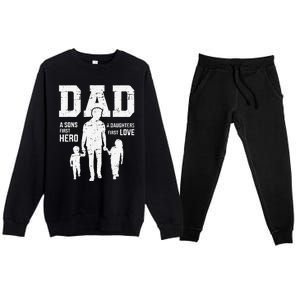 Dad sons first hero daughter love for father's day Premium Crewneck Sweatsuit Set