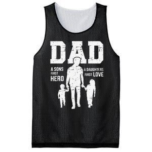 Dad sons first hero daughter love for father's day Mesh Reversible Basketball Jersey Tank