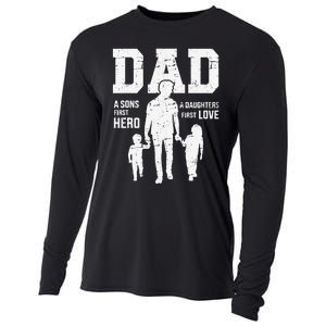 Dad sons first hero daughter love for father's day Cooling Performance Long Sleeve Crew