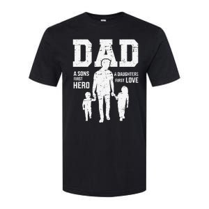 Dad sons first hero daughter love for father's day Softstyle CVC T-Shirt